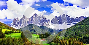 Breathtaking scenery of Dolomites mountains. beauty in nature. N