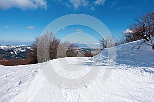 Breathtaking scenery on the snowy slopes of Vasilitsa ski center, Grevena, Greece