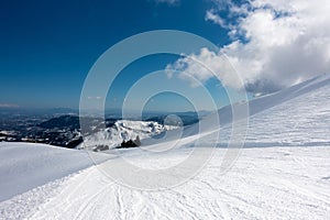 Breathtaking scenery on the snowy slopes of Vasilitsa ski center, Grevena, Greece