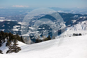 Breathtaking scenery on the snowy slopes of Vasilitsa ski center, Grevena, Greece