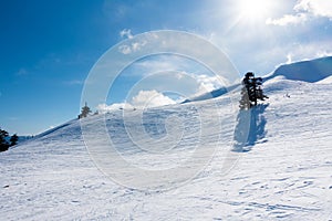 Breathtaking scenery on the snowy slopes of Vasilitsa ski center, Grevena, Greece