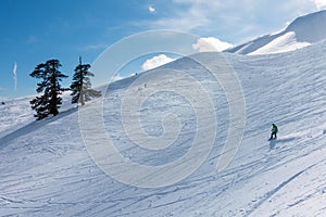 Breathtaking scenery on the snowy slopes of Vasilitsa ski center, Grevena, Greece