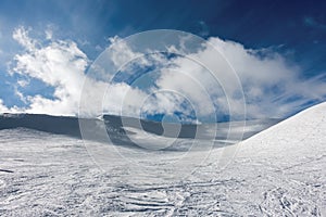 Breathtaking scenery on the snowy slopes of Vasilitsa ski center, Grevena, Greece