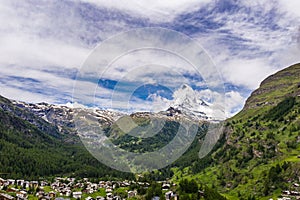 Breathtaking landscape on Zermatt Valley and Matterhorn Peak, Switzerland