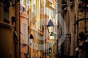 Breathtaking shot of the facade of the houses of an old Menton town captured in France