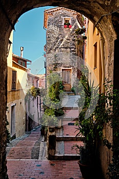 Breathtaking shot of the facade of old houses captured in the town of Menton in France