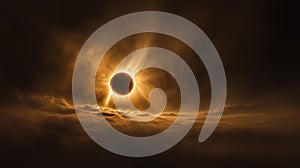 Stunning Solar Eclipse with Dramatic Clouds and Light Rays