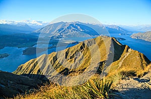 Breathtaking, Stunning Landscape View from Roys Peak on Lake Wanaka at twilight, South Island, New Zealand