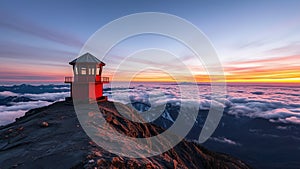 Breathtaking Sunrise Alpenglow over Mount Pilchuck Fire Lookout A Stunning Washington State Landscape Photography photo