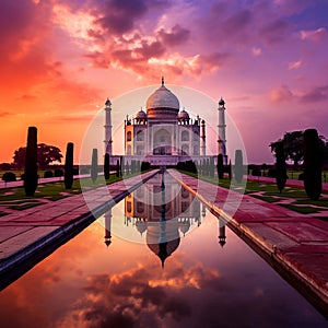 Breathtaking sunset at the Taj Mahal in Agra