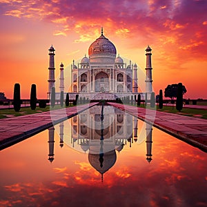 Breathtaking sunset at the Taj Mahal in Agra