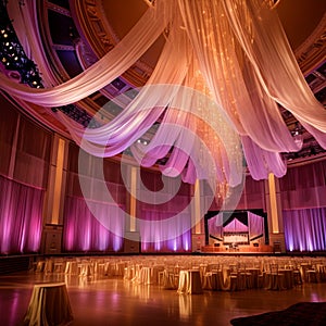 Breathtaking Symphony Hall with Luxurious Silk and Satin Drapes