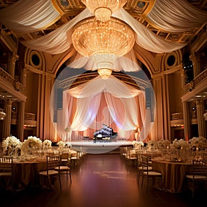 Breathtaking Symphony Hall with Luxurious Silk and Satin Drapes