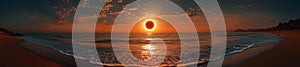 A Breathtaking Total Solar Eclipse Over the Ocean at Sunset