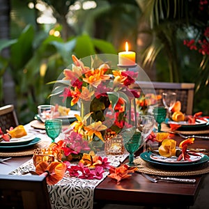 Breathtaking Tropical Paradise Dining Setup