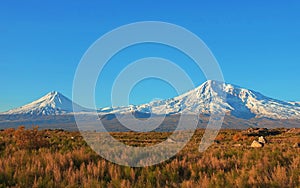 Breathtaking view  the Ararat peak in Armenia