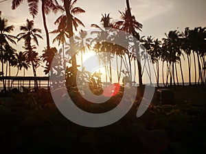 A breathtaking view of a beautiful beach at sunset