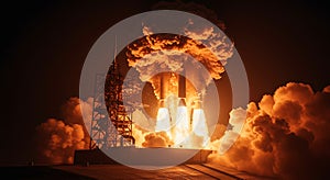 Powerful rocket launch ignites the night sky