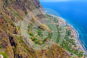 Breathtaking view from the cliff on Madalena do Mar, Madeira photo