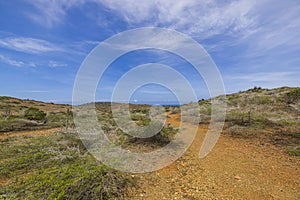 Breathtaking view of desert landscape in Arikok National Park on the island of Aruba,