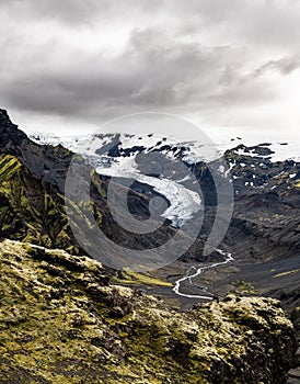 Breathtaking view from a hill next to Eyjafjallajokull Iceland