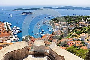Breathtaking view of Hvar town and its harbor from the Spanish F