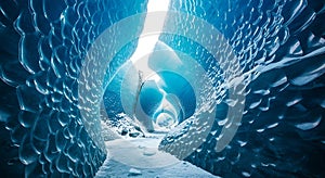 Ethereal Blue Crystal Ice Cave Passage