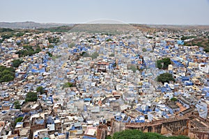 Breathtaking view of Jodhpur blue city from Mehrangarh Fort, Rajasthan, India