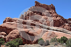 Breathtaking view of layered rugged red rock landscape in Capitol Reef National Park, Utah, USA