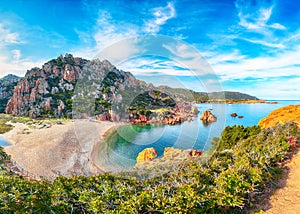 Breathtaking view of Li Cossi beach on Costa Paradiso resort