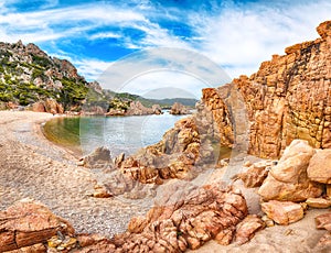 Breathtaking view of Li Cossi beach on Costa Paradiso resort