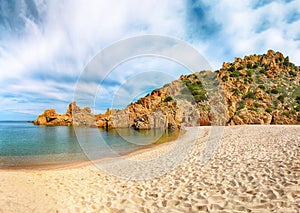 Breathtaking view of Li Cossi beach on Costa Paradiso resort