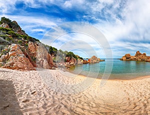 Breathtaking view of Li Cossi beach on Costa Paradiso resort