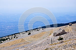 Breathtaking view from the Mont Ventoux in France with a clear view of the horizon.