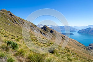 Breathtaking view over lake Wanaka - Roys Peak in New Zealand