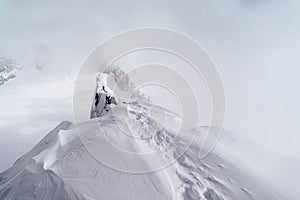 Breathtaking view of the snow covered Alps in Mont Blanc Massif