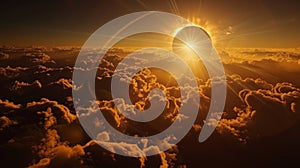 Breathtaking View of Solar Eclipse Above Clouds
