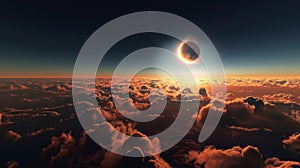Breathtaking View of Solar Eclipse Above Clouds