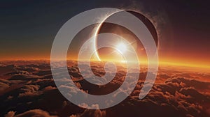 Breathtaking View of Solar Eclipse Above Clouds