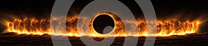 Stunning Solar Eclipse with Fiery Solar Corona and Darkened Sun photo