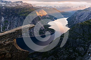 Breathtaking view of Trolltunga rock