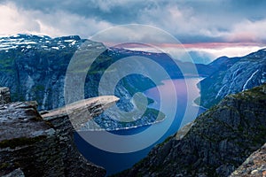 Breathtaking view of Trolltunga rock