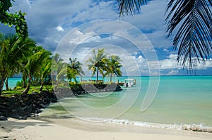 Breathtaking view of a tropical beach in Sheraton, Upolu, Samoa