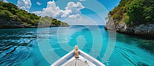 Breathtaking Vista Of A Boat Gliding Through Crystalclear Caribbean Waters