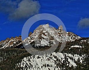 Breccia Peak and Cliffs on Togwotee Pass between Dubois and Jackson in Wyoming USA i