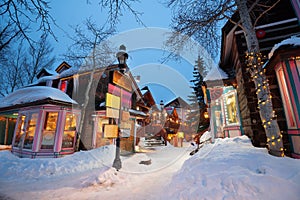 Breckenridge, Colorado, USA Downtown Streets at Night in the Winter