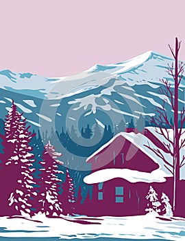 Breckenridge with Tenmile Range in the Rocky Mountains During Winter in Colorado WPA Poster Art