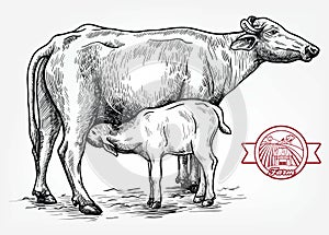 Breeding cow. animal husbandry. livestock illustration on a white