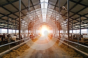 Breeding of cows in free livestock stall