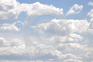 Breeze belt of cumulus clouds. Cloudy heaven skies beautiful panorama